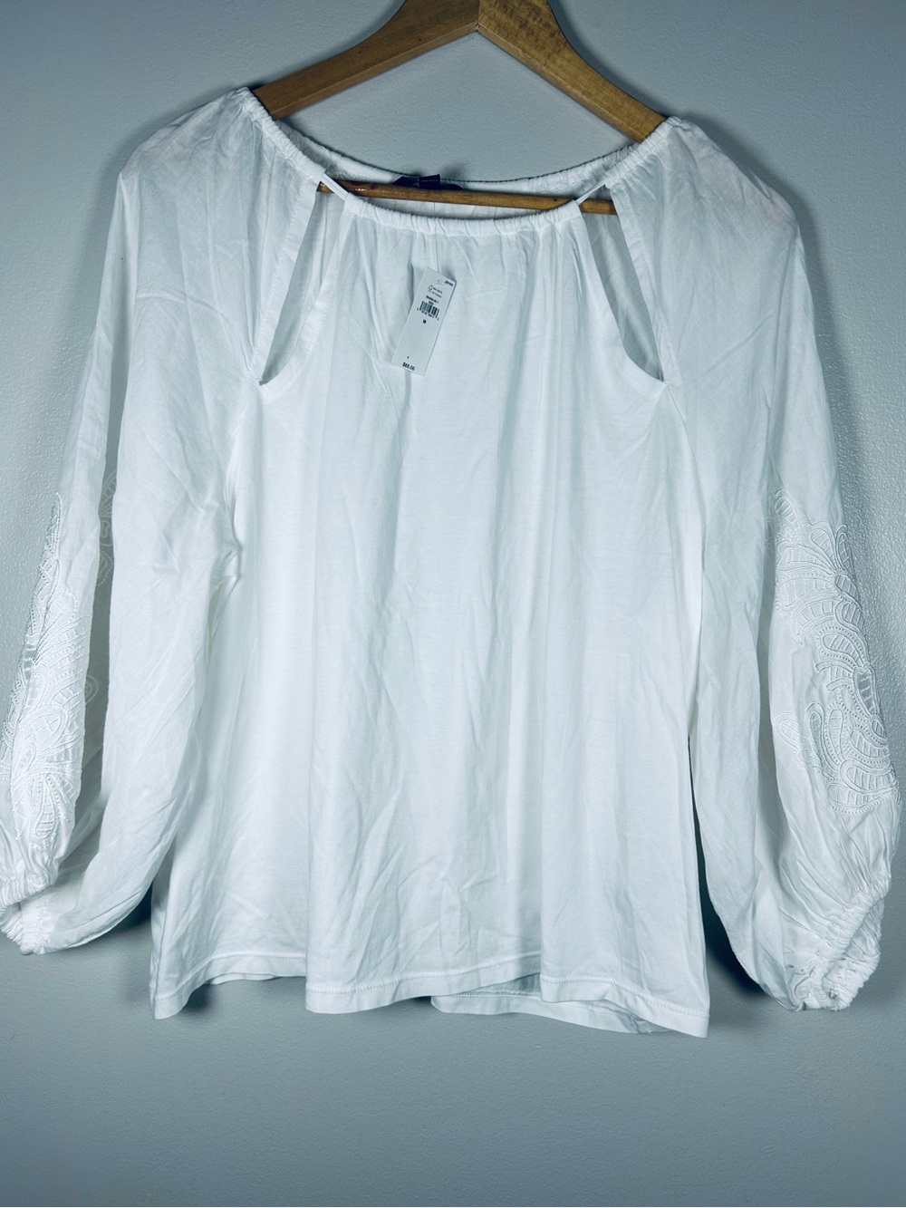 Banana Republic White Peasant Blouse - Lightweight Boho Cotton Top